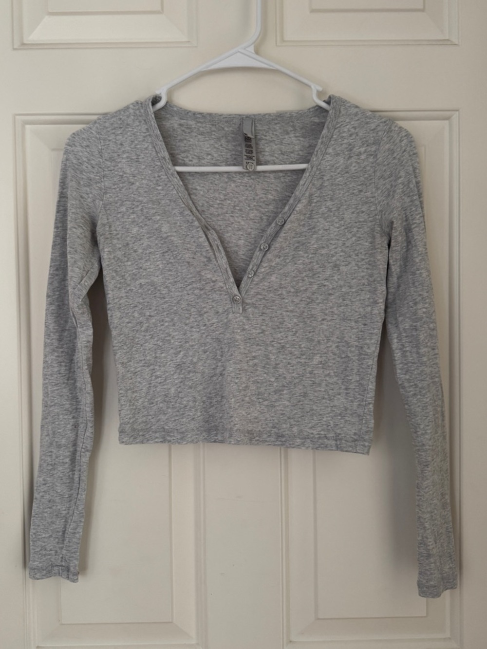 SKIMS Long Sleeve Cropped Light Heather Grey Henely